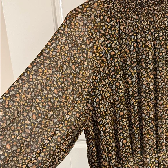 Madewell Long Sleeve Brown Floral Dress size XL - Picture 3 of 10